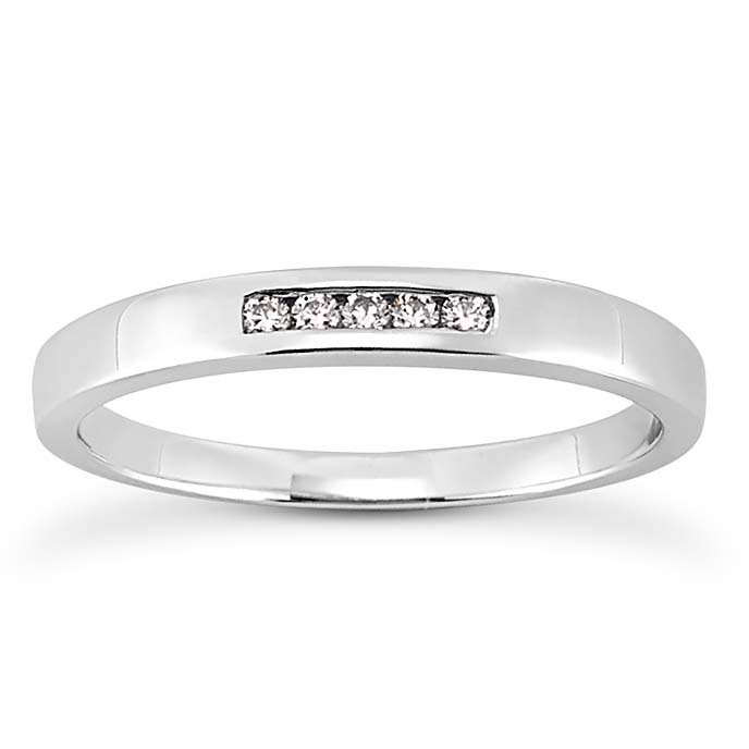 14K white gold 0.07 ct. tw. Classic Channel Diamond Wedding Band - main view