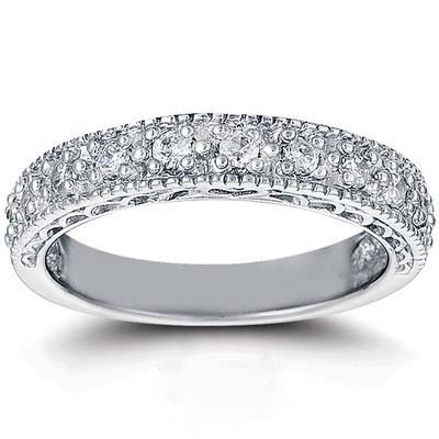 14K white gold Antique Filigree Diamond Wedding Band (0.55 ct. tw.) - alternate view 3