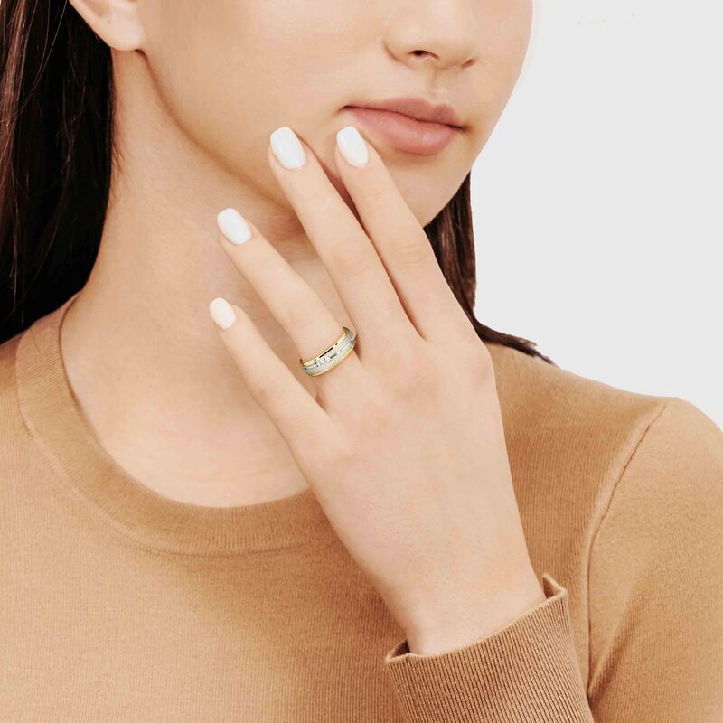 plat Two-Tone-Wave-Design-Diamond-Wedding-Band-Set - alternate view 10