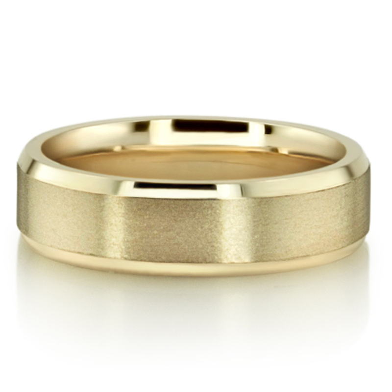 10K yellow gold 6mm. satin basic-carved-wedding-bands - alternate view 2