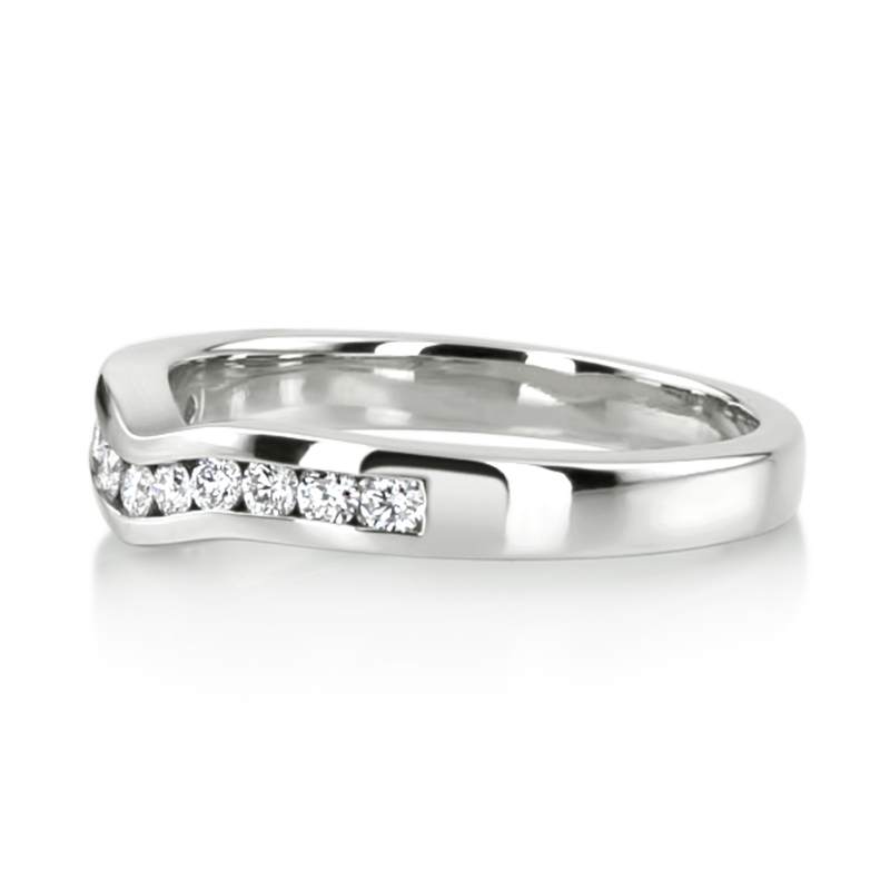 14K white gold Round Cut Channel Set Curved Diamond Bridal Ring (0.28 ct. tw.) - alternate view 2