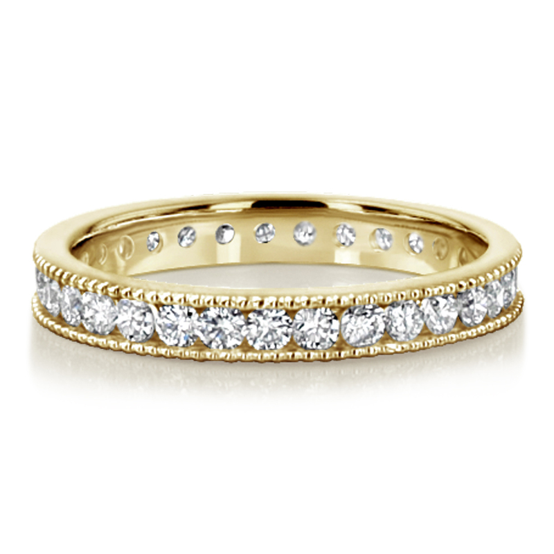 14K rose gold Channel Set With Mill Grain Edge Diamond Eternity Wedding Band (0.93 ct. tw) - main view