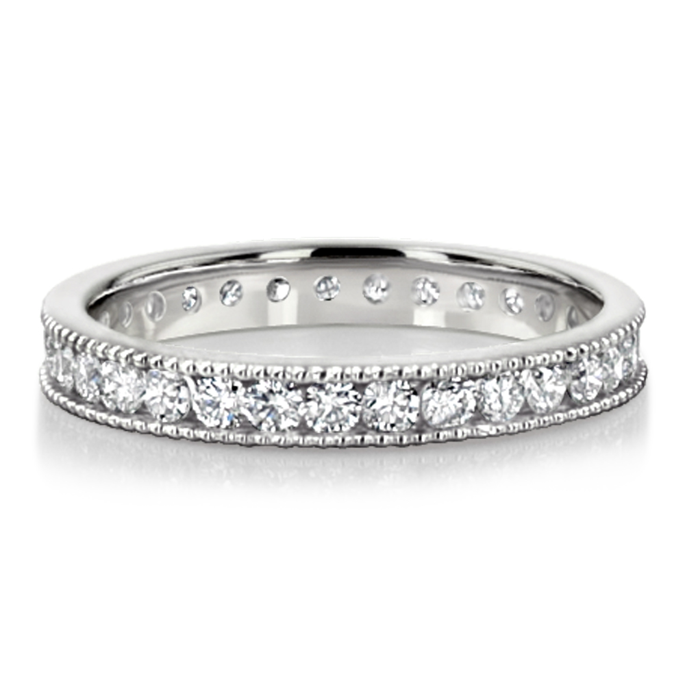 Channel Set With Mill Grain Edge Diamond Eternity Wedding Band (0.93 ct. tw) - view 2