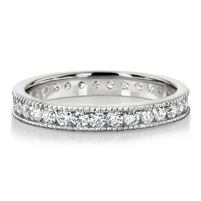 Channel Set With Mill Grain Edge Diamond Eternity Wedding Band (0.93 ct. tw) thumbnail 2