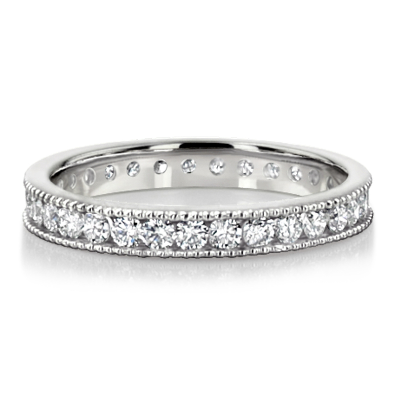 14K rose gold Channel Set With Mill Grain Edge Diamond Eternity Wedding Band (0.93 ct. tw) - alternate view 2