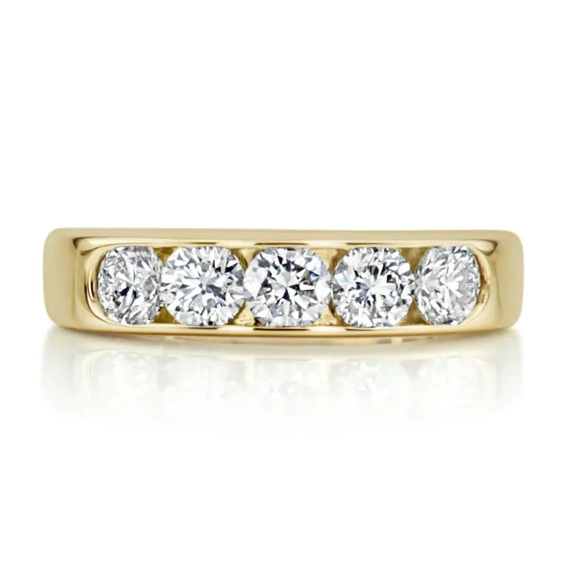 14K white gold Brilliant Round 5 Stone Channel Set Woman Diamond Ring (1 ct. tw.) - main view