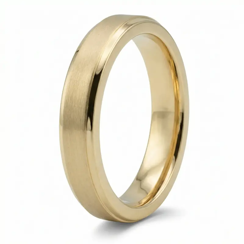 10K yellow gold 4mm. satin finish basic-carved-wedding-bands - alternate view 6