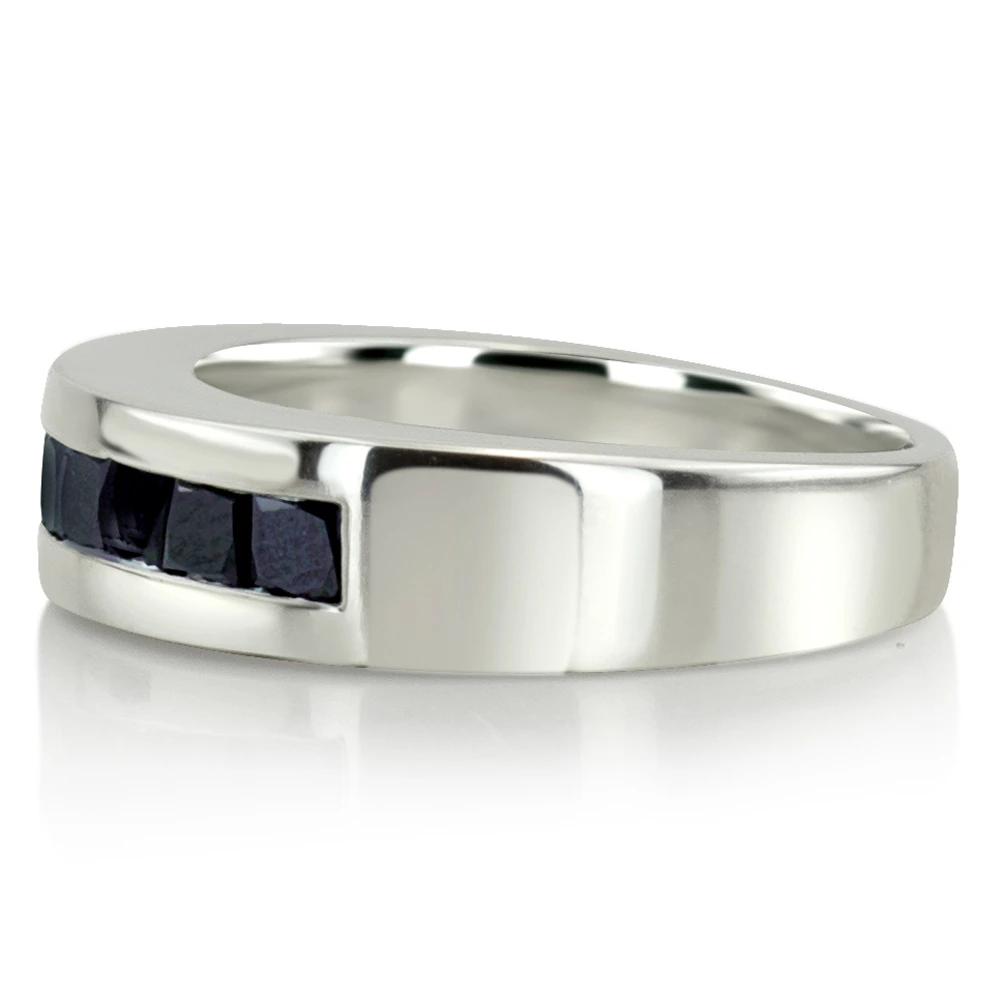  Princess Cut Channel Set Black Diamond Men Ring (1.20 ct. t.w.) - view 4