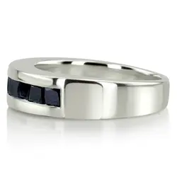  Princess Cut Channel Set Black Diamond Men Ring (1.20 ct. t.w.) thumbnail 4