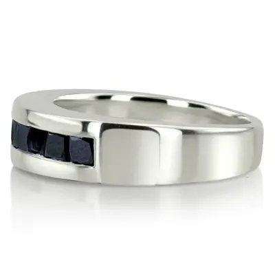  Princess Cut Channel Set Black Diamond Men Ring (1.20 ct. t.w.) - view 4 of 5