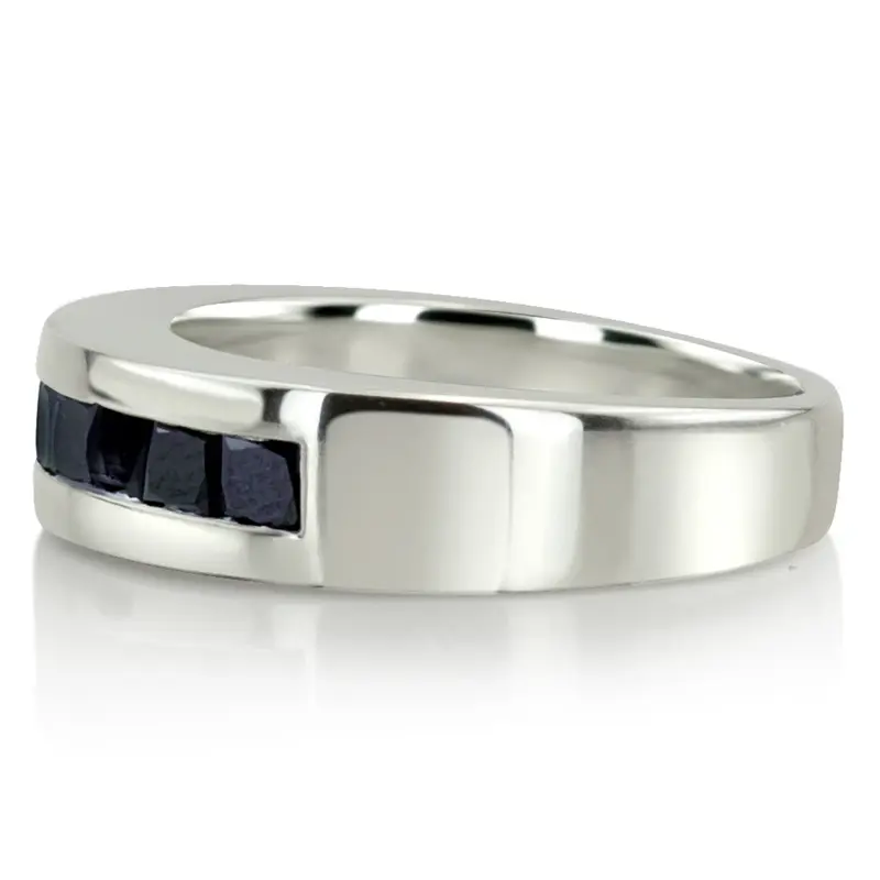 14K white gold 1.20 ct. tw. Princess Cut Channel Set Black Diamond Men's Ring - alternate view 4