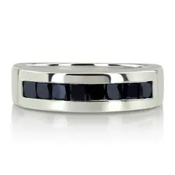  Princess Cut Channel Set Black Diamond Men Ring (1.20 ct. t.w.) thumbnail 5