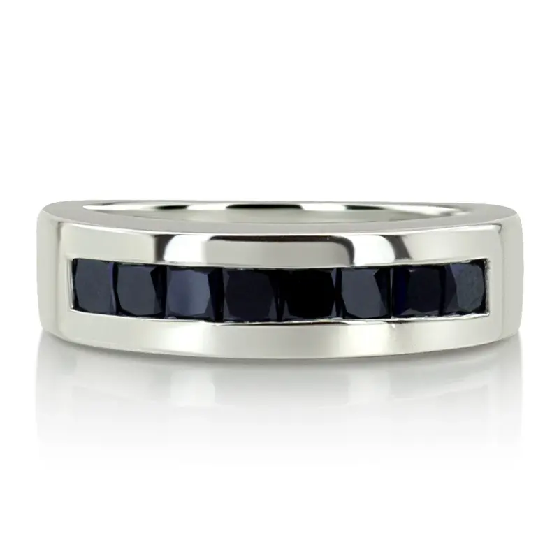 14K white gold 1.20 ct. tw. Princess Cut Channel Set Black Diamond Men's Ring - alternate view 5