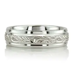 Extravagant Satin Finish Hand Engraved Wedding Ring  thumbnail 6