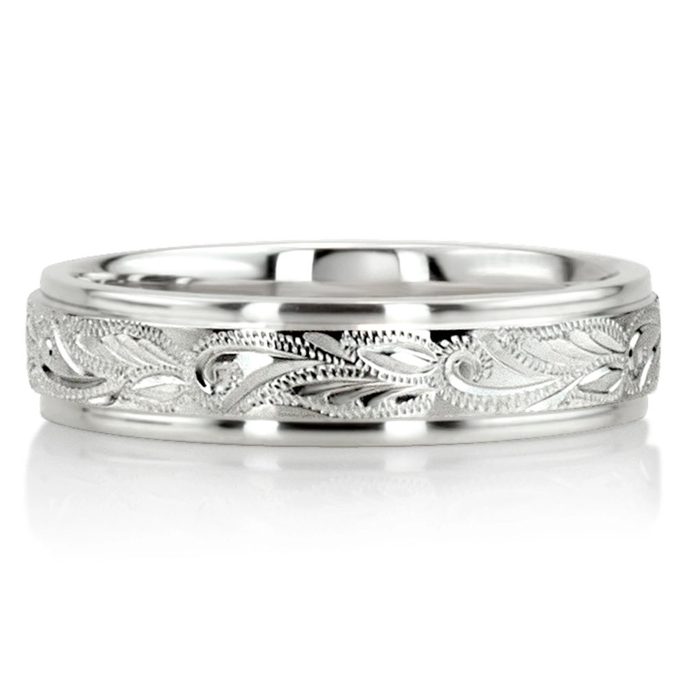 Extravagant Satin Finish Hand Engraved Wedding Ring  - view 7