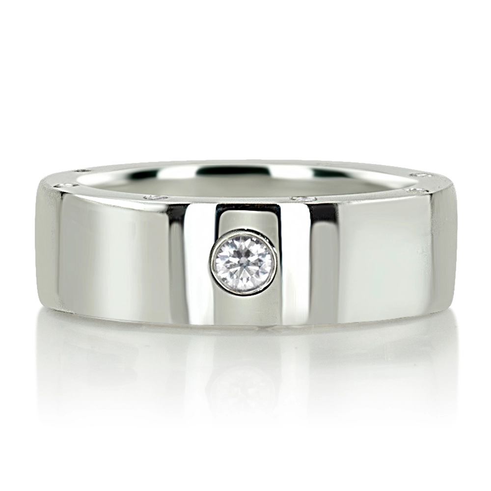 Sturdy Side-stoned Diamond Wedding Ring  - view 5