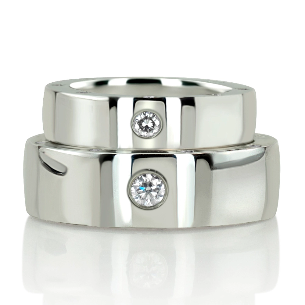 Sturdy Side-stoned Diamond Wedding Ring Set - view 2