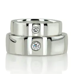 Sturdy Side-stoned Diamond Wedding Ring Set thumbnail 2