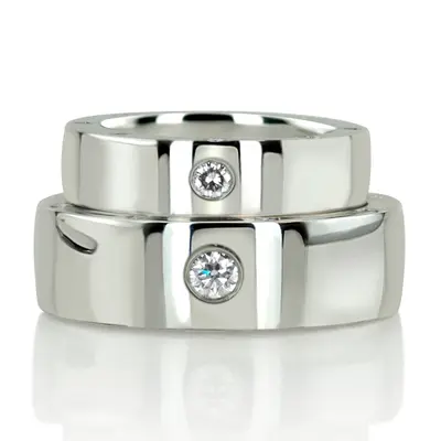 Sturdy Side-stoned Diamond Wedding Ring Set - view 2 of 3