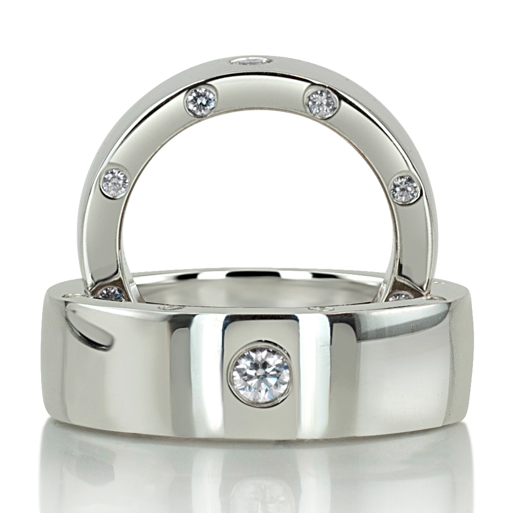 Sturdy Side-stoned Diamond Wedding Ring Set - view 1
