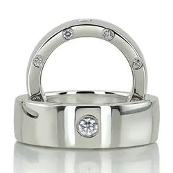 Sturdy Side-stoned Diamond Wedding Ring Set thumbnail 1