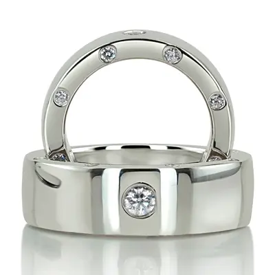 Sturdy Side-stoned Diamond Wedding Ring Set - view 1 of 3