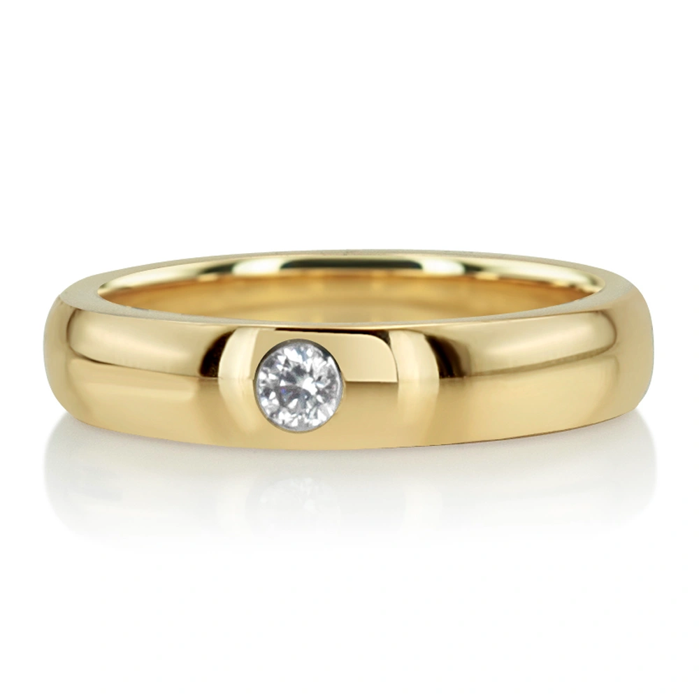 High Polished Solitaire Diamond Wedding Band  - view 8