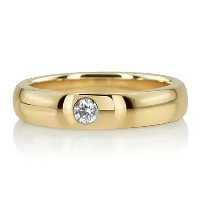 High Polished Solitaire Diamond Wedding Band  - view 8 of 9