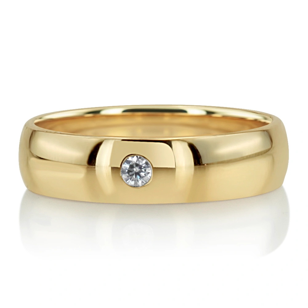 High Polished Solitaire Diamond Wedding Band  - view 9