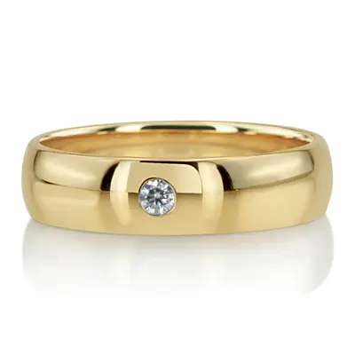 High Polished Solitaire Diamond Wedding Band  - view 9 of 9