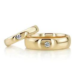 High Polished Classic Solitaire Diamond Wedding Rings for Couples thumbnail 2