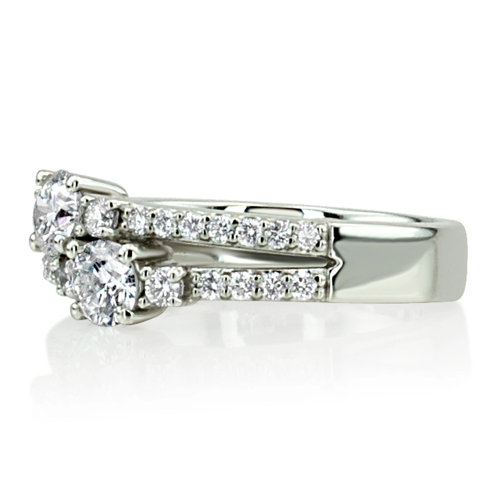 "You & Me" Split Shank Two Stone Prong Set Diamond Ring (0.92 ct.tw) - view 5