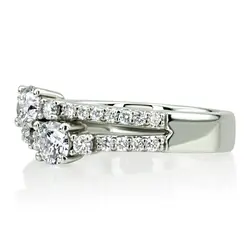 "You & Me" Split Shank Two Stone Prong Set Diamond Ring (0.92 ct.tw) thumbnail 5