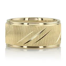 Traditional Grooved Fancy Carved Wedding Band  thumbnail 8