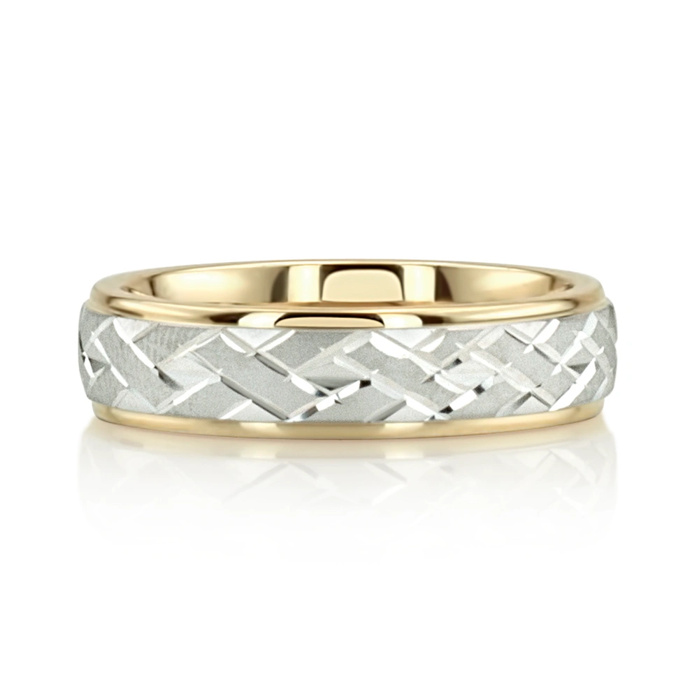 Attractive Angled Cut Diamond Cut Wedding Ring  - view 7