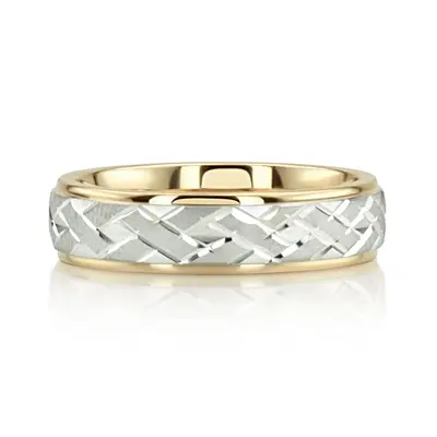 Attractive Angled Cut Diamond Cut Wedding Ring  - view 6 of 7