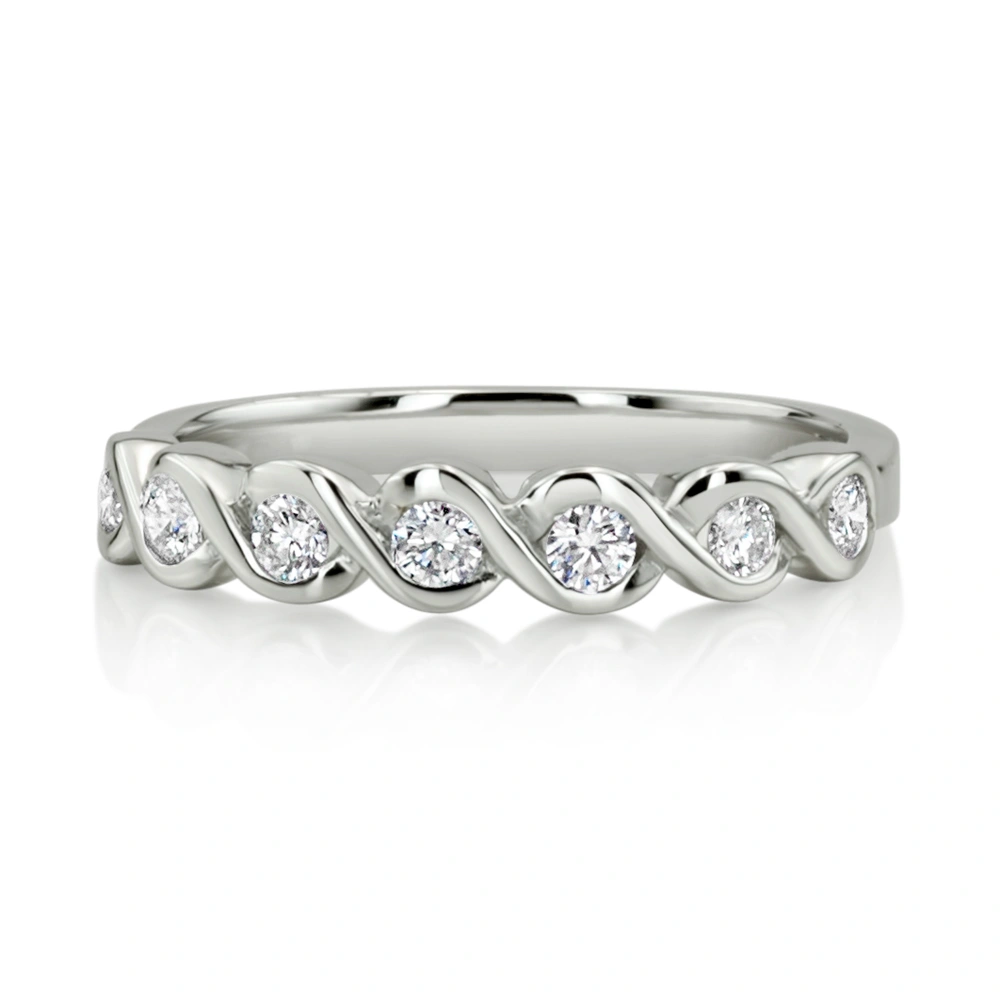 0.31 ct. Round Cut Bezel Set Diamond Wedding Band - view 1