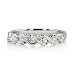 0.31 ct. Round Cut Bezel Set Diamond Wedding Band thumbnail 1