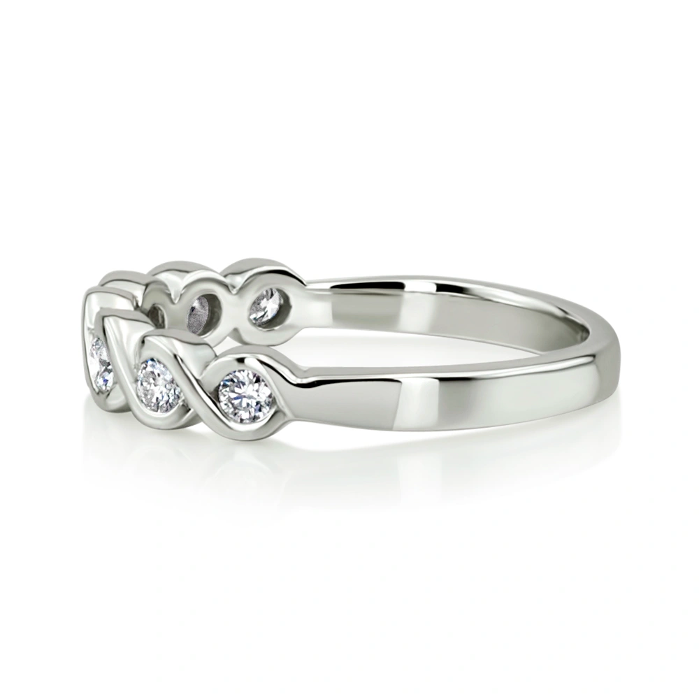 0.31 ct. Round Cut Bezel Set Diamond Wedding Band - view 2