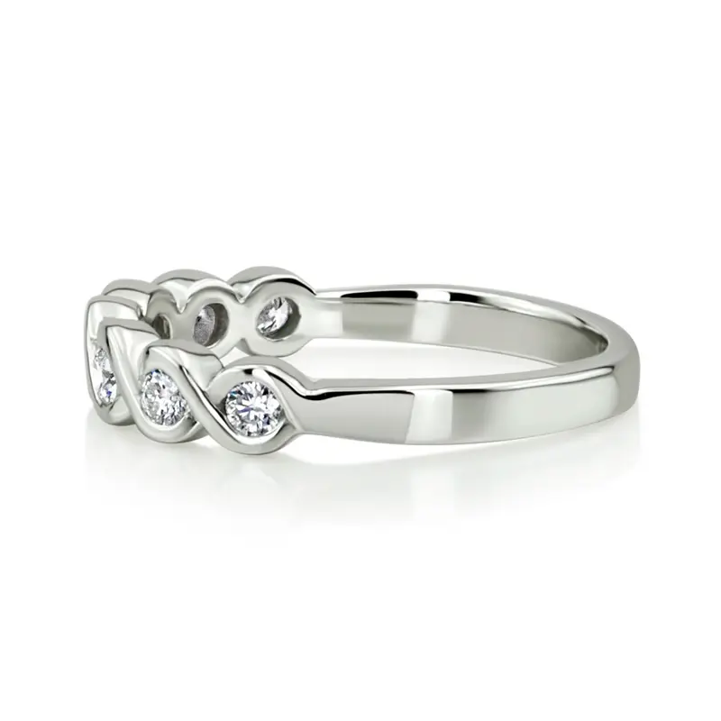 14K white gold 0.31 ct. Round Cut Bezel Set Diamond Wedding Band - alternate view 2