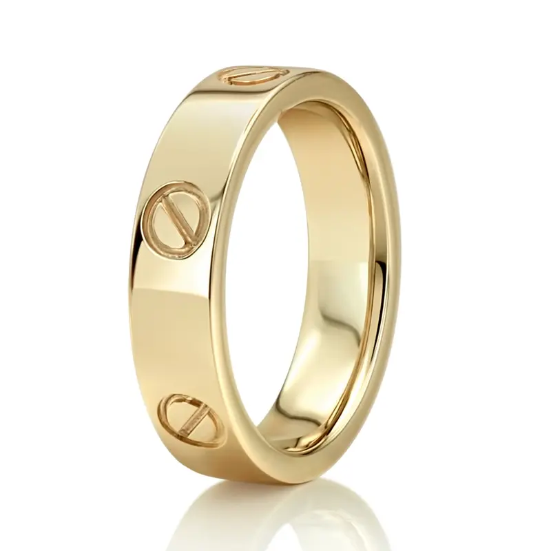 14K yellow gold 5mm. shiny finish Cartier-Inspired-Wedding-Ring - alternate view 4