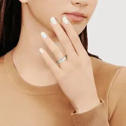 Color Duo Contemporary Diamond Wedding Ring thumbnail 3