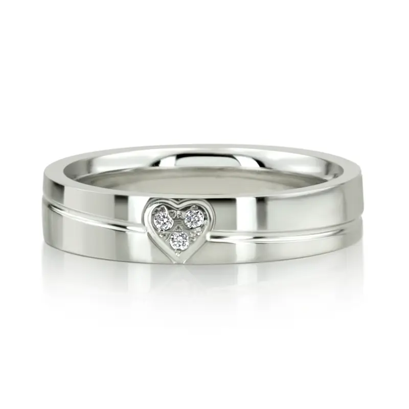 10K white gold 4mm. shiny finish Color-Duo-Contemporary-Wedding-Ring - alternate view 2