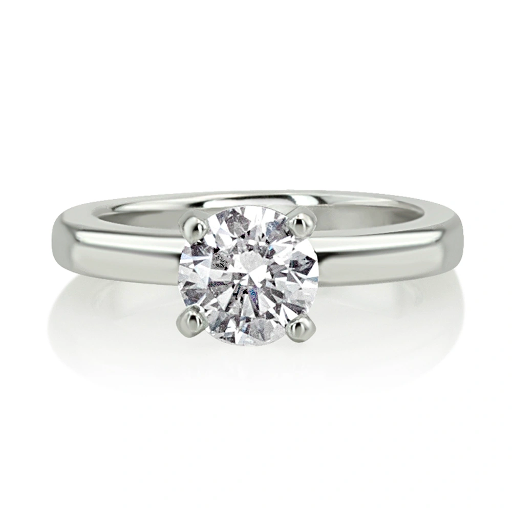 Round Diamond Classic Platinum Solitaire Engagement Ring (1.00 ct. GH/SI) - view 1