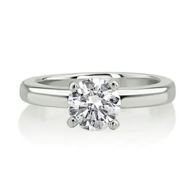 Round Diamond Classic Platinum Solitaire Engagement Ring (1.00 ct. GH/SI) - view 1 of 5