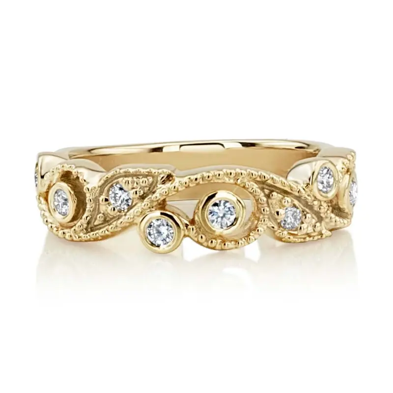 14K white gold Vintage Style Diamond Anniversary Ring (1/8 ct. tw.) - alternate view 2