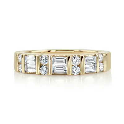 2/3 ct. Double Row Multi-Shape Diamond Wedding Ring thumbnail 1