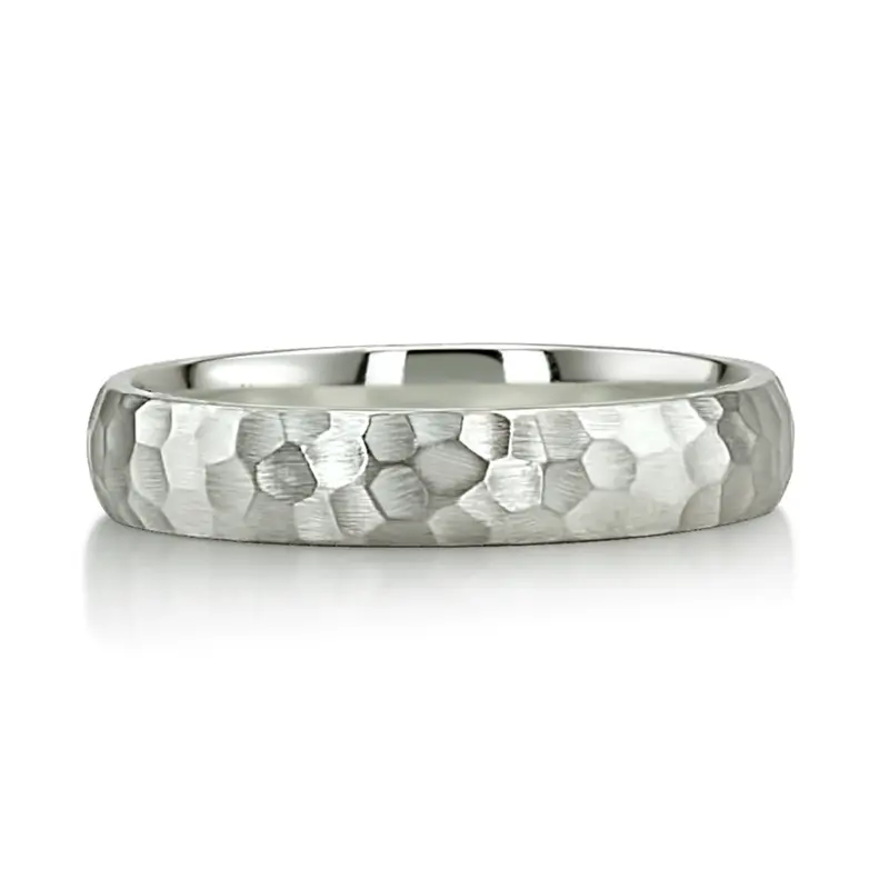 10K white gold 5mm. satin finish basic-diamond-carved-wedding-ring - alternate view 3