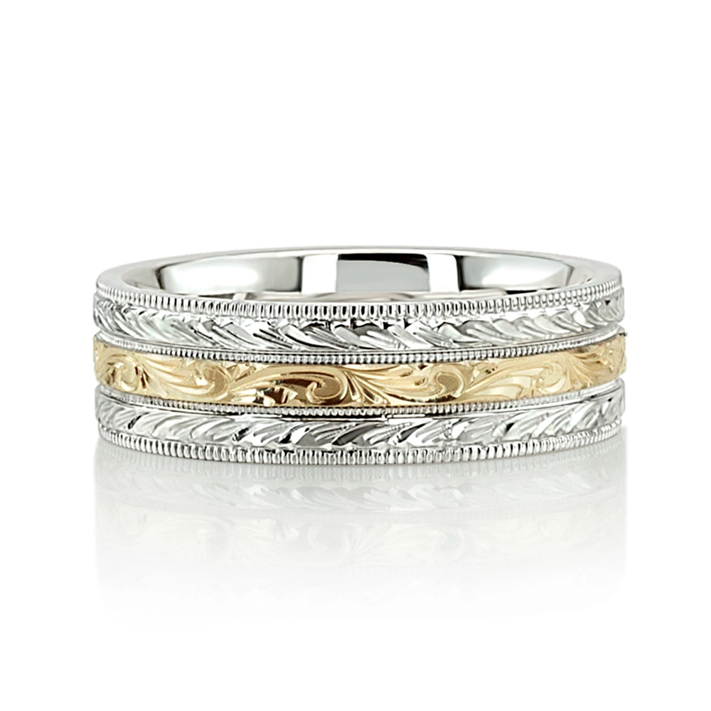 Exquisite Hand Engraved Wedding Ring  - view 1