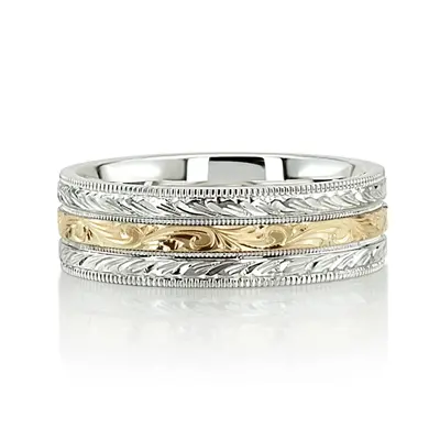 Exquisite Hand Engraved Wedding Ring  - view 1 thumbnail